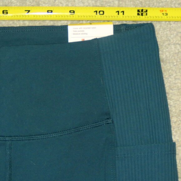 New NWT Mondetta Sz Small High Rise Ribbed Panel Teal Green Performance Leggings - Picture 8 of 16